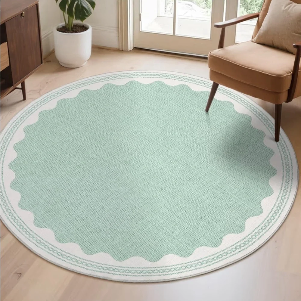 Scalloped Round area rug — Mint Green